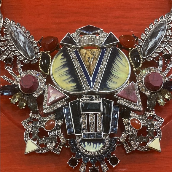 Gold and Multicolor Statement Necklace - Picture 2 of 3